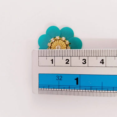 5 Teal Blue Floral Applique, Sequins and Rhinestone Appliques, Headband Applique